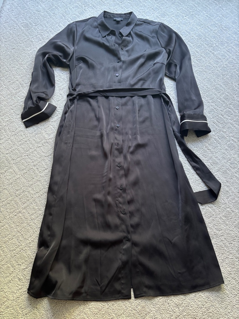 Halogen Black Satin Button-Front Shirt